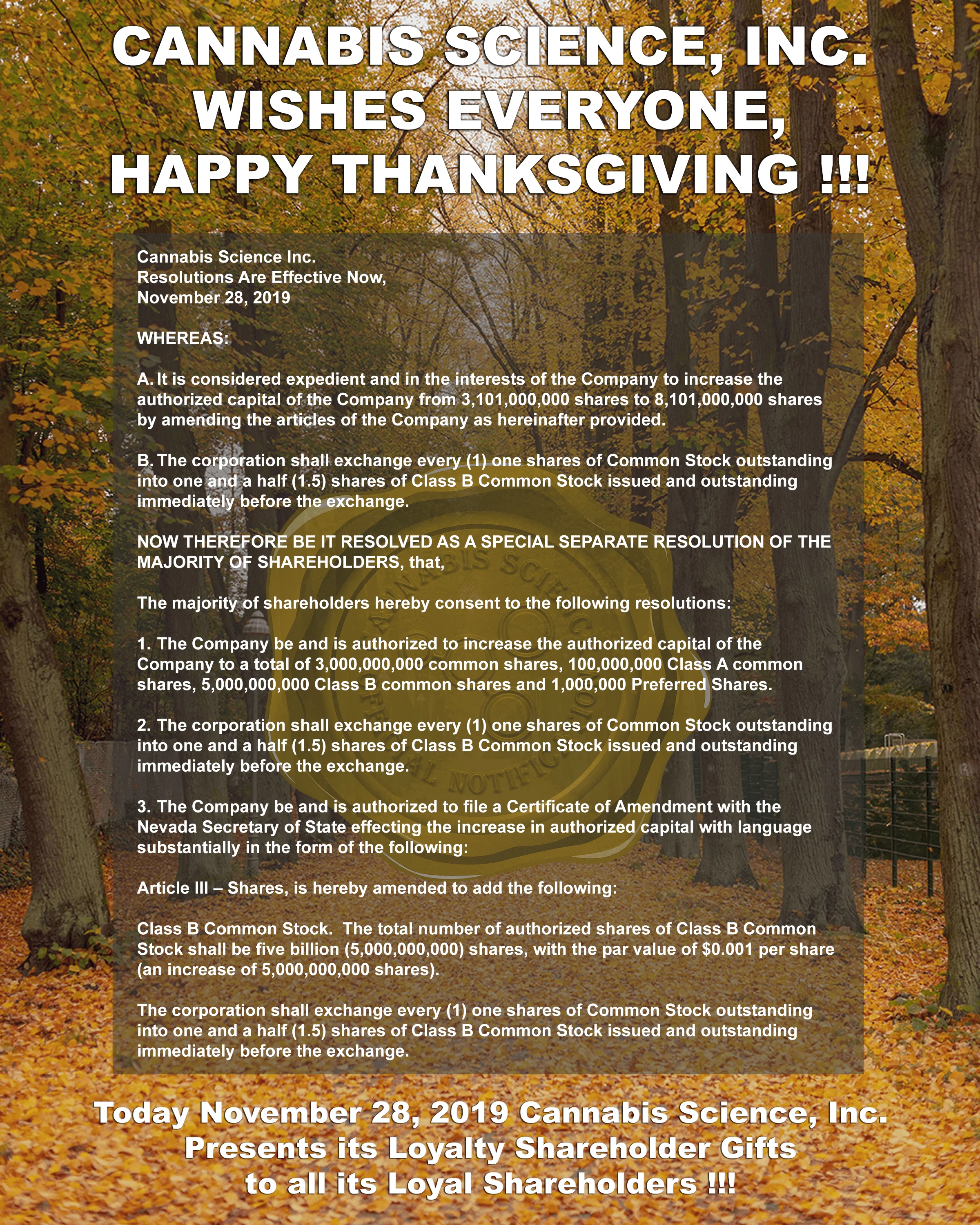 CBIS Thanksgiving Loyalty Gift